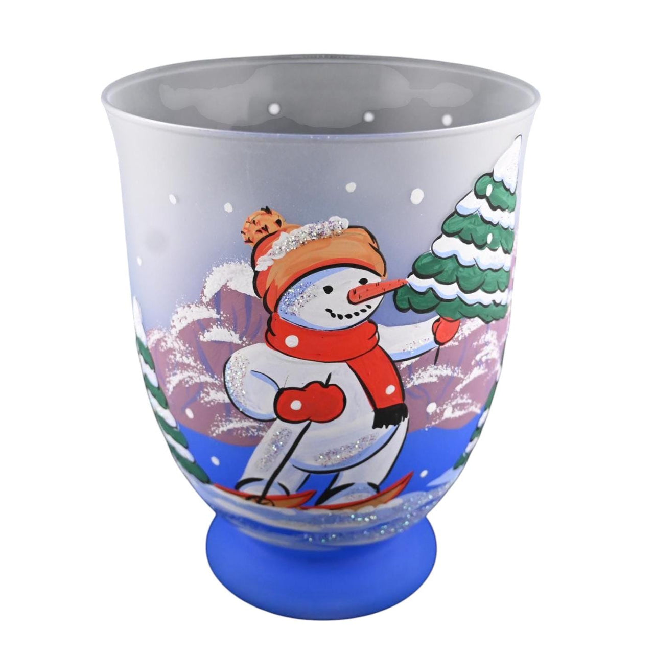 Handblown Snowman Mothers Day Candle Holder – Holiday Glass Luminary