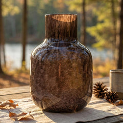 Brown Glass Vase | Hand Blown Glass Vase | Large Glass Vase | Handmade Glass Vase | Large Vase For Flowers | Modern Home Decor Gift