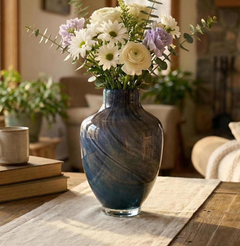 Hand-Blown Heavy Glass Vase – Large Handmade Statement Flower Vase