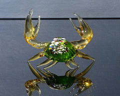 Hand-Blown Multicolor Glass Crab Figurine – CuteGlassAnimals Lampwork Sculpture.