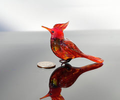 Hand-blown glass Cardinal bird. Intricate, Detailed figurine with a lot of character and personality.