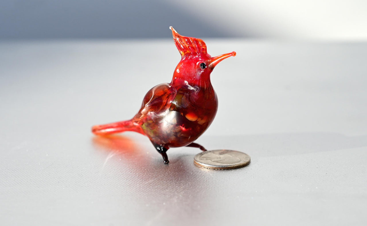 Hand-blown glass Cardinal bird. Intricate, Detailed figurine with a lot of character and personality.