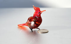 Hand-blown glass Cardinal bird. Intricate, Detailed figurine with a lot of character and personality.
