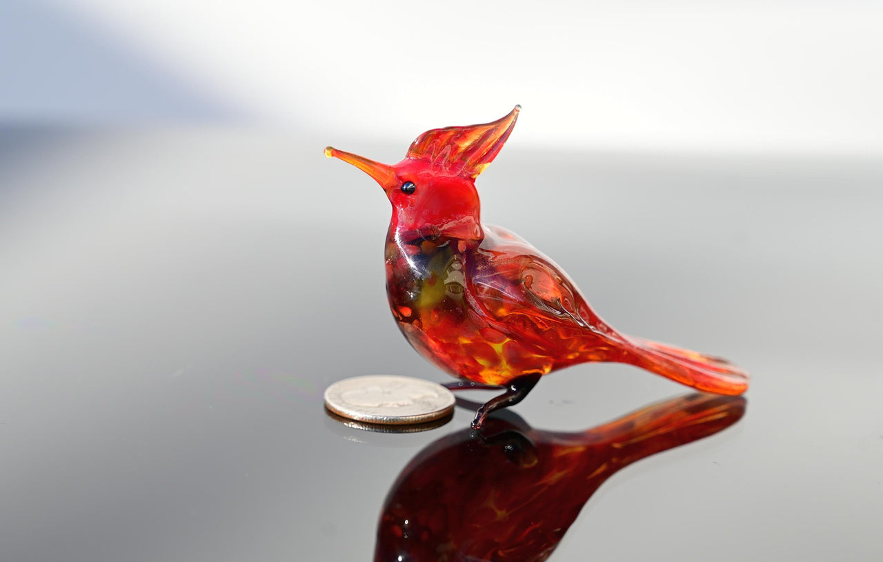Hand-blown glass Cardinal bird. Intricate, Detailed figurine with a lot of character and personality.