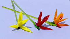 Handmade Glass Bird of Paradise Bouquet: Colorful Floral Sculpture.