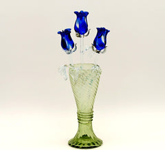 Blue Glass Rose, Glass Flower Bouquet, Glass Flowers, Glass Roses, Forever Rose, Something Blue, Wedding Gift, Mothers Day Gifts, Glass Art