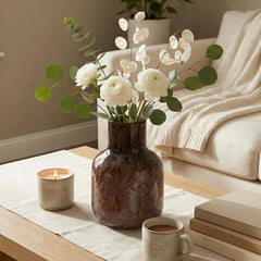 Brown Glass Vase | Hand Blown Glass Vase | Large Glass Vase | Handmade Glass Vase | Large Vase For Flowers | Modern Home Decor Gift