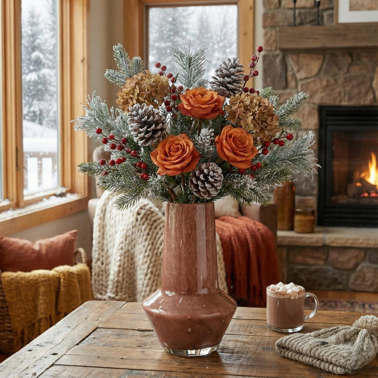 Glass Vase For Flowers - Brown Art Deco Vase - Blown Glass Vase - Murano Glass Vase - Glass Flower Vase - Unique Vase Decor Modern