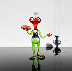 Hand-Blown Glass Pizza Chef Figurine – Rare Collectible Art Sculpture.