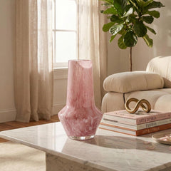 Vases for Flowers Unique - Pink Art Deco  Vase - Blown Glass Vase - Murano Glass Vase - Glass Flower Vase - Unique Vase Decor - Modern