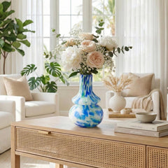 Polish Glass Vase | Unique Flower Vase | Blown Glass Vase | Handmade Art Deco Vase | Murano Glass Vase | Modern Home Decor Gift for Her