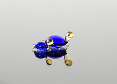 Cobalt Blue Glass Turtle Figurines - Hand-Blown Miniature Duo