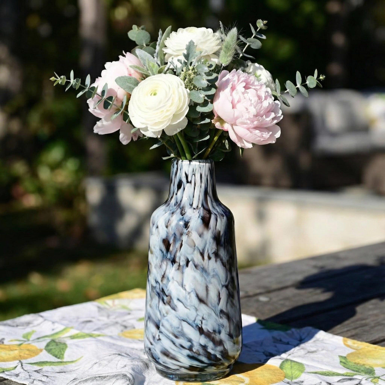 Black and White Vase - Heavy Glass Vase For Flowers - Hand Blown Glass Vase - Tall Vase - Modern Bottle Vase Home Decor Gift for Her