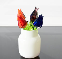 Handmade Glass Tulip Bouquet: Colorful Floral Sculpture, Flame Work Art.