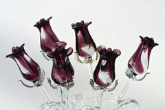 Purple Glass Flowers - Glass Flower Bouquet - Eternal Rose - Blown Glass Flowers Rose - Purple Glass Rose - Mothers Day Gifts for Her