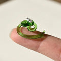 Lampwork Glass Miniature Green Snake: Whimsical Figurine