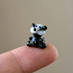 Tiny Glass Badger Figurine – Hand Blown Lampwork Miniature | Black & White Animal Sculpture | Collectible Desk Decor Gift