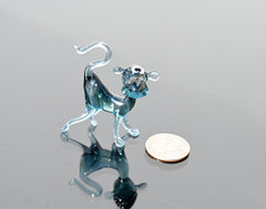 Blue Glass Monkey Figurine, Flame-Worked Art Glass Collectible