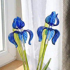 Glass Iris Flower - Hand Blown Glass Iris - Blue Glass Flowers Bouquet - Blown Glass Flowers - Christmas Gift for Mom