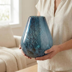 Large Oceanic Turquoise Glass Vase