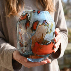 Unique Flower Vase | Blown Glass Vase | Handmade Art Glass Vase | Unique Flower Vase for Modern Home Decor | Birthday Gift for Her