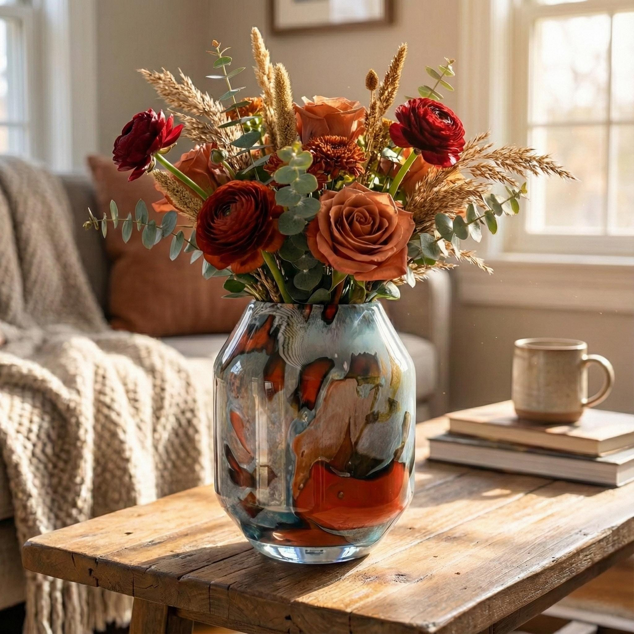 Hand-Blown Art Deco Glass Vase – Handmade Murano-Style Statement Decor