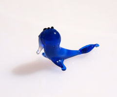 Blue Glass Walrus Miniature: Lampwork Menagerie Figurine