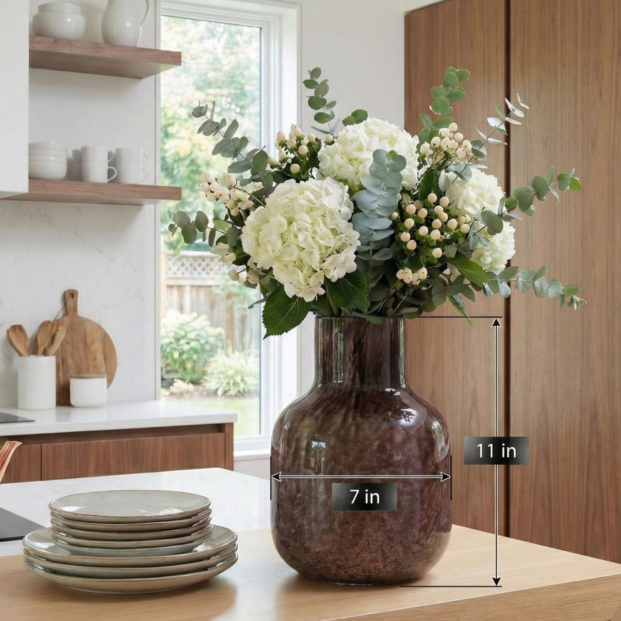 Hand Blown Natural Pattern Glass Vase