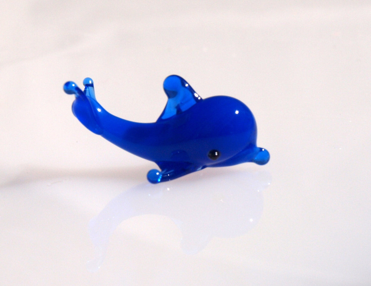 Lampwork Glass Dolphin Miniature: Whimsical Collectible Figurine