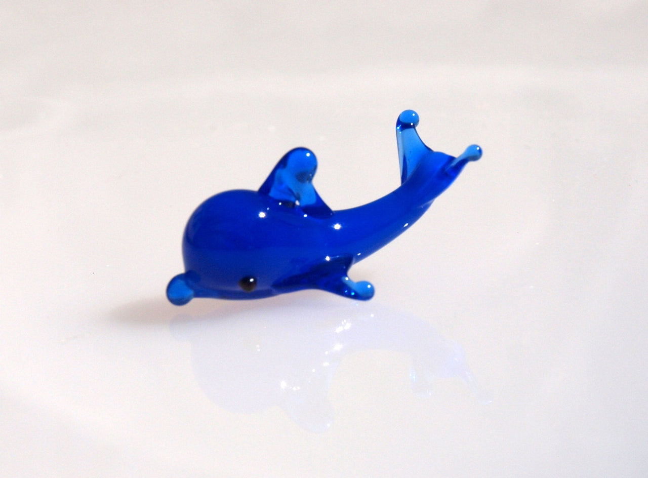 Lampwork Glass Dolphin Miniature: Whimsical Collectible Figurine