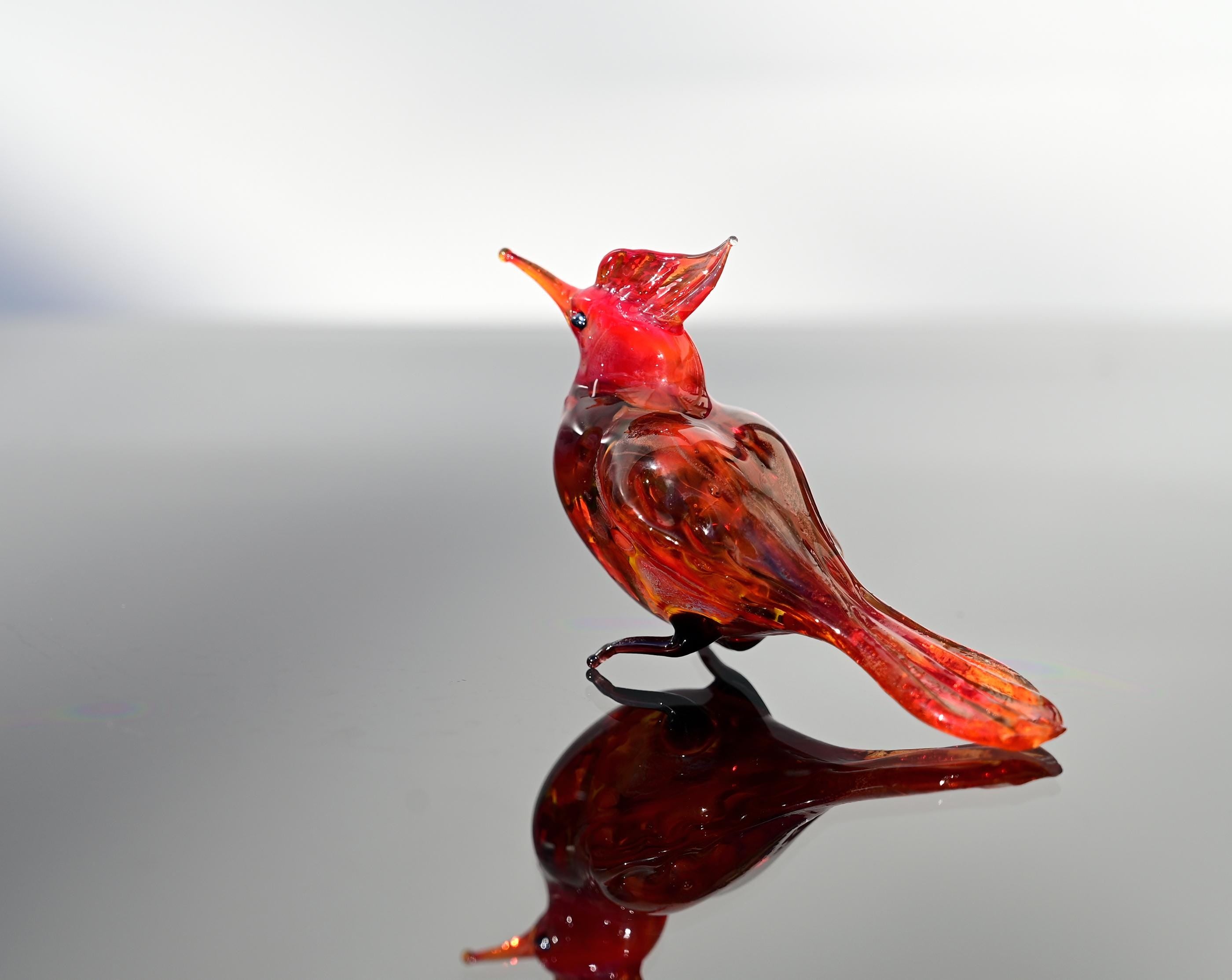 Hand-blown glass Cardinal bird. Intricate, Detailed figurine with a lot of character and personality.