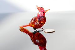Hand-blown glass Cardinal bird. Intricate, Detailed figurine with a lot of character and personality.
