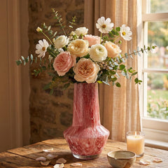 Vases for Flowers Unique - Pink Art Deco  Vase - Blown Glass Vase - Murano Glass Vase - Glass Flower Vase - Unique Vase Decor - Modern