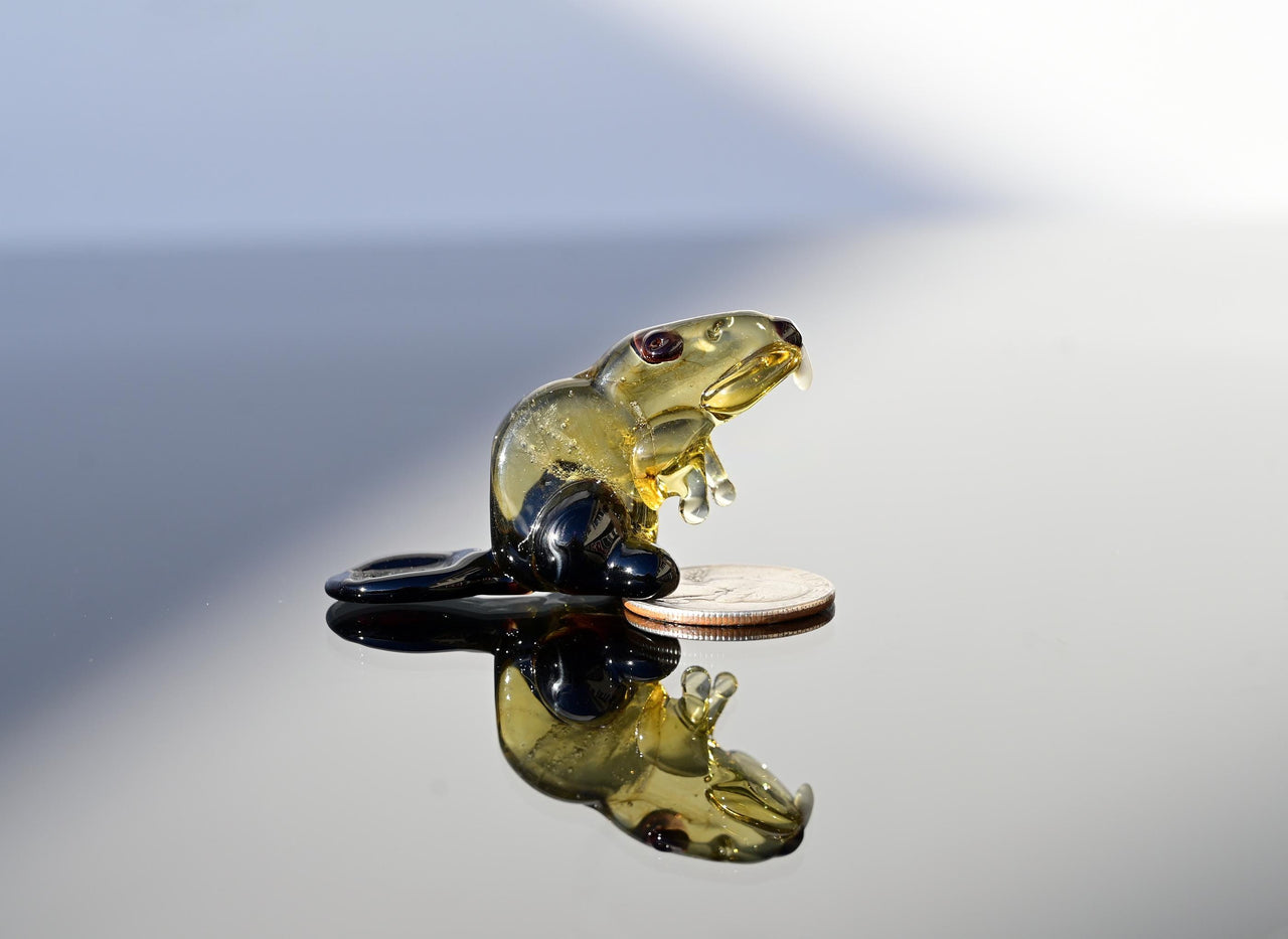 Realistically looking Hand Blown Glass Beaver. Detailed figurine with personality.