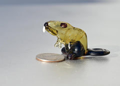 Realistically looking Hand Blown Glass Beaver. Detailed figurine with personality.