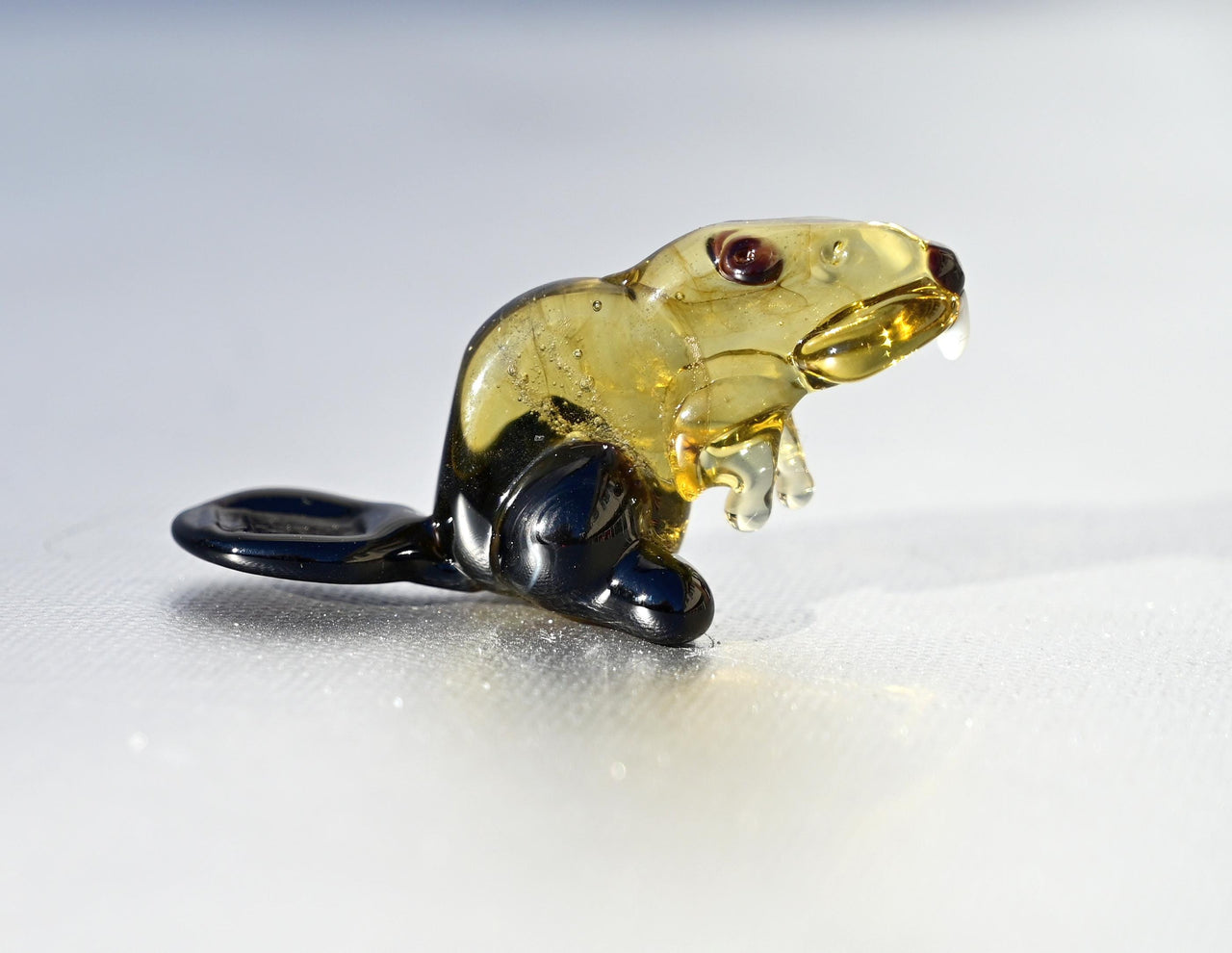 Realistically looking Hand Blown Glass Beaver. Detailed figurine with personality.