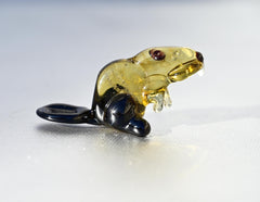 Realistically looking Hand Blown Glass Beaver. Detailed figurine with personality.