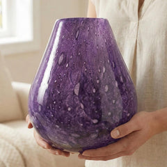 Purple Vase - Extra Large Vases - Blown Glass Vase - Art Deco Vase - Handmade Murano Glass Vase for Flowers - Home Decor Gift for Her