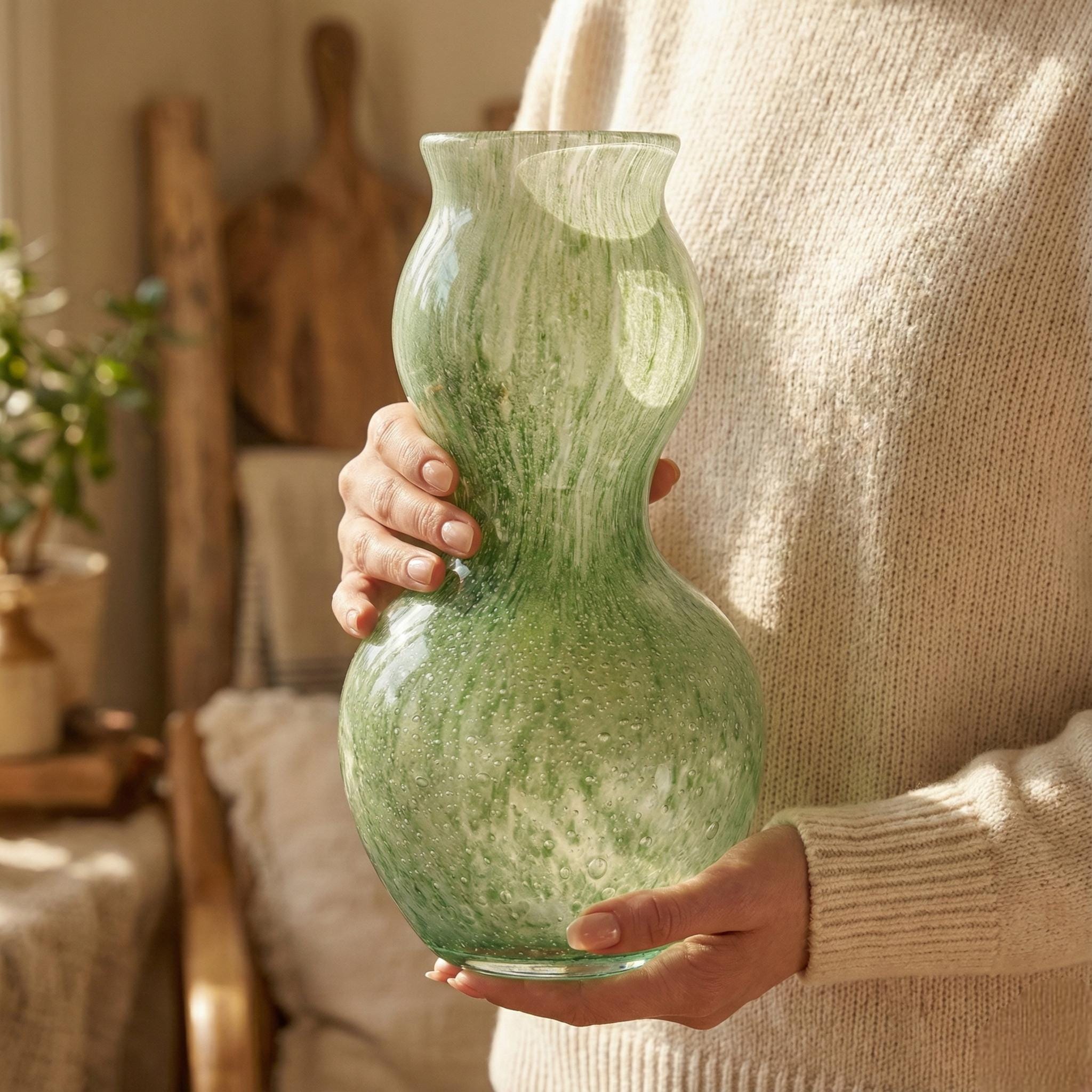 Sage Green Art Glass Vase