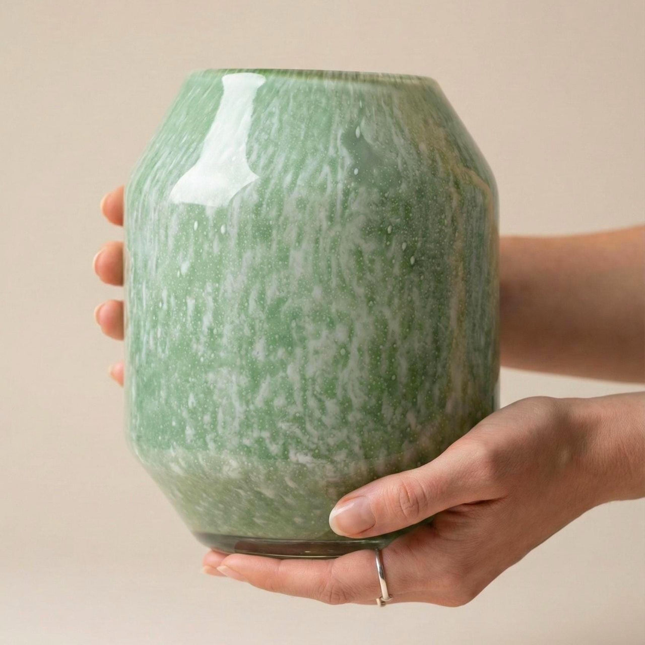 Sage Green Vase, Green Glass Vase, Large Green Vase, Hand Blown Glass Vase, Green Vase, Blown Glass Vase, Art Glass Vase, Birthday Gift