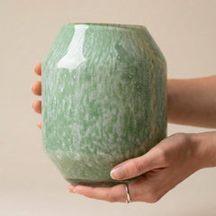 Sage Green Vase, Green Glass Vase, Large Green Vase, Hand Blown Glass Vase, Green Vase, Blown Glass Vase, Art Glass Vase, Birthday Gift