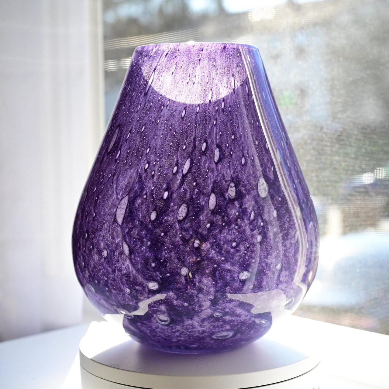 Purple Glass Vase, Extra Large Glass Vase, Purple Vase, Art Glass Vase, Amethyst Vase, Blown Glass Vase, Wide Mouth Vase, Birthday Gift