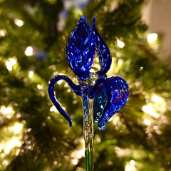 Blue Glass Iris, Glass Birth Month Flower, Glass Flower Bouquet, Long Stem Glass Flowers, Forever Flowers, Grandmas Garden Mothers Day Gifts