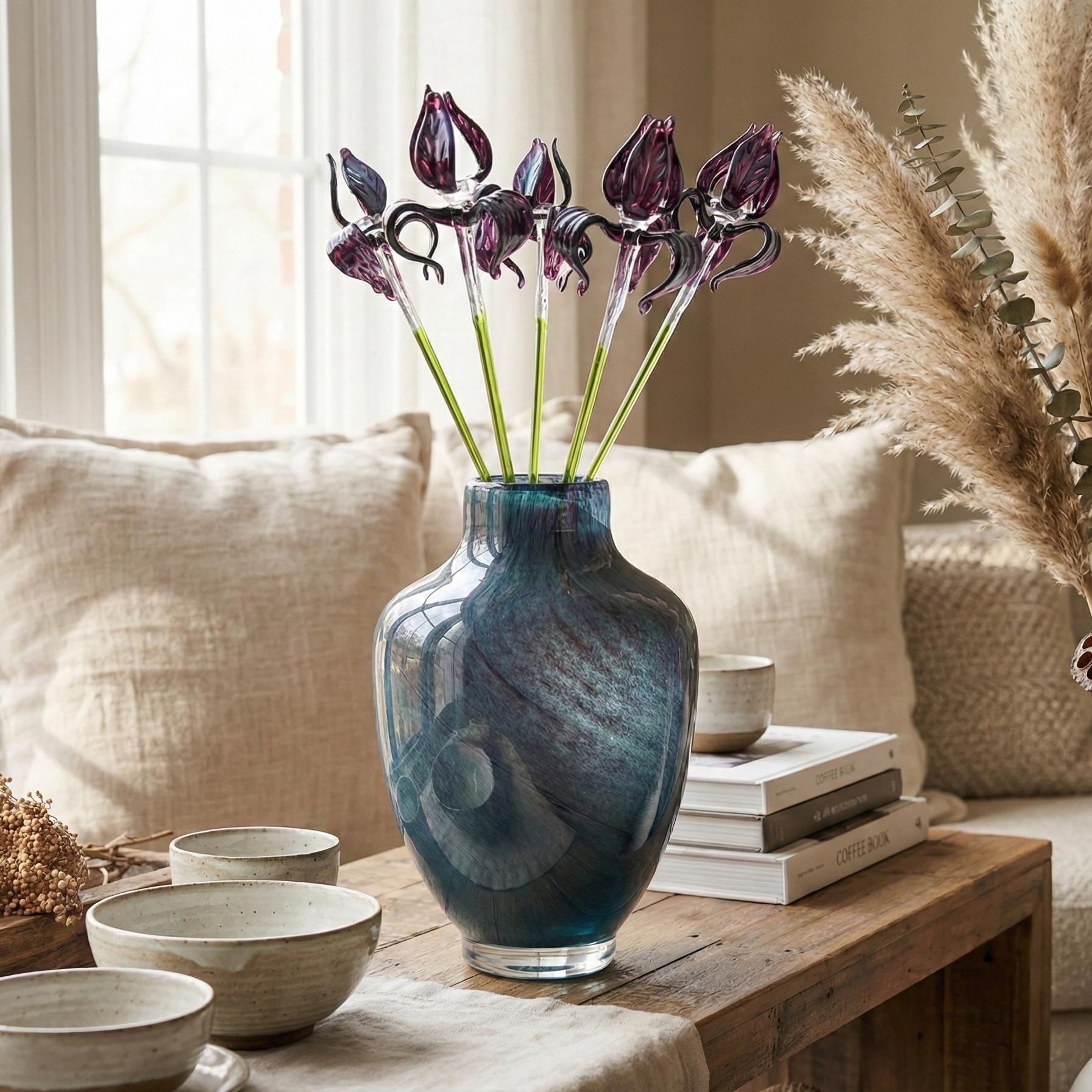 Midnight Iris Glass Centerpiece