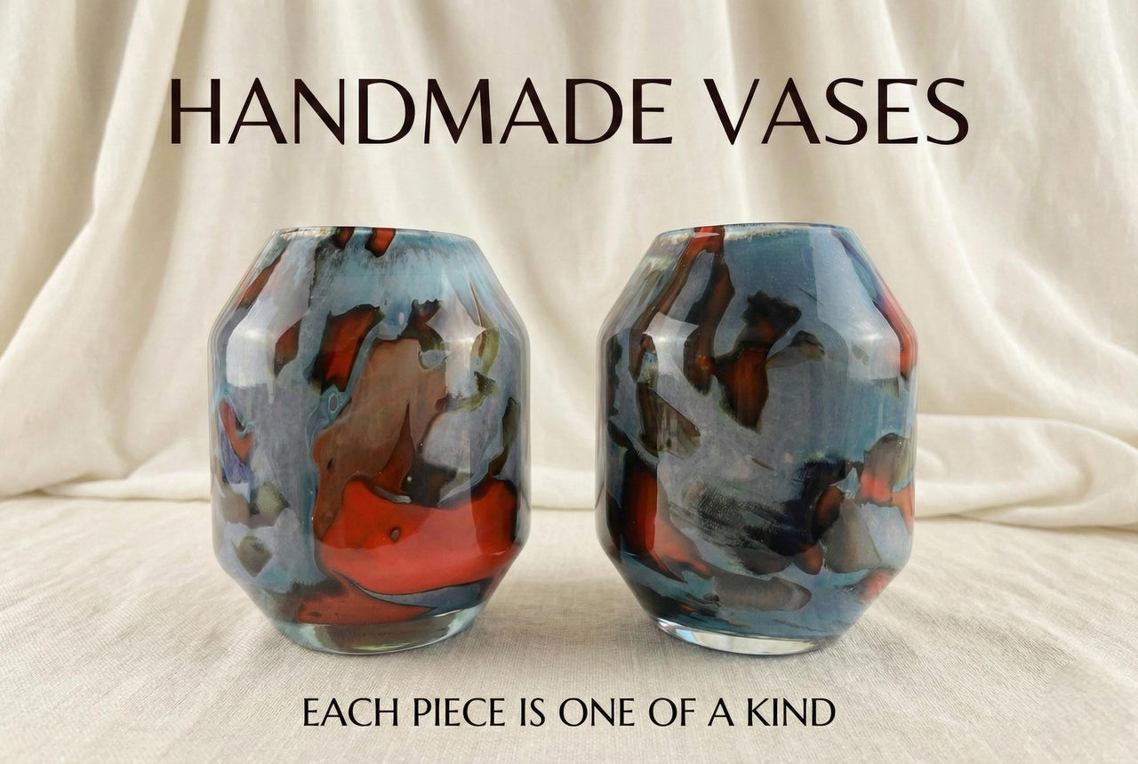 Unique Flower Vase | Blown Glass Vase | Handmade Art Glass Vase | Unique Flower Vase for Modern Home Decor | Birthday Gift for Her