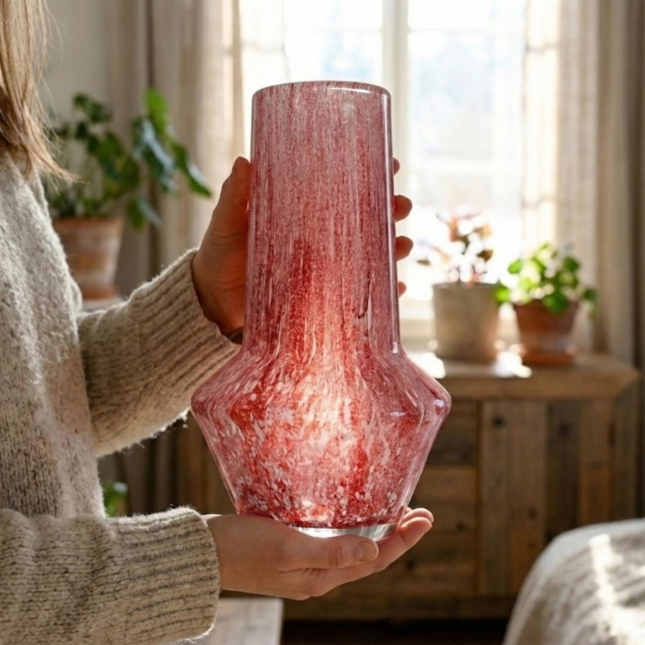 Pink Glass Flower Vase