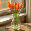 Glass Tulips - Glass Flower Bouquet - Orange Glass Tulip Bouquet - Blown Glass Tulip - Glass Flowers Christmas Gift for Mom
