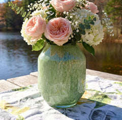 Sage Green Vase - Green Glass Vase - Green Flower Vase - Hand Blown Glass Vase - Handmade Vases for Flowers - Home Decor Gift for Her