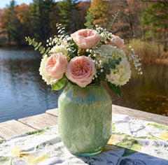 Sage Green Vase - Green Glass Vase - Green Flower Vase - Hand Blown Glass Vase - Handmade Vases for Flowers - Home Decor Gift for Her