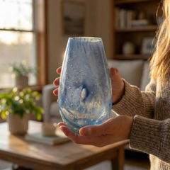 Small Hand-Blown Blue Glass Vase – Murano-Style Art Decor